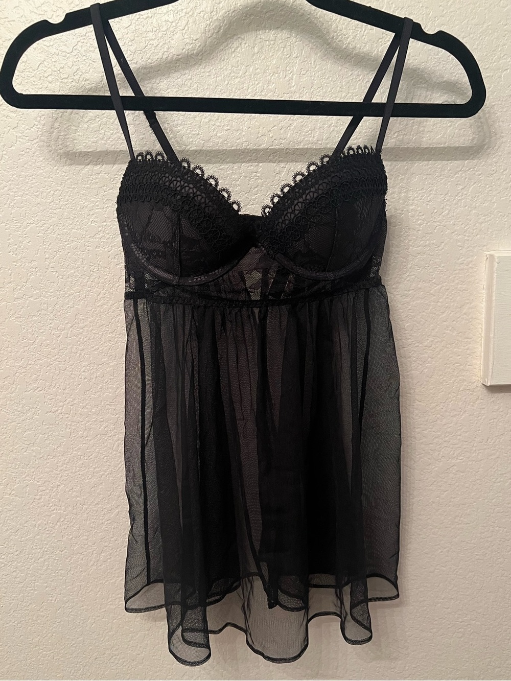 Victoria's Secret Black Lace Babydoll Chemise